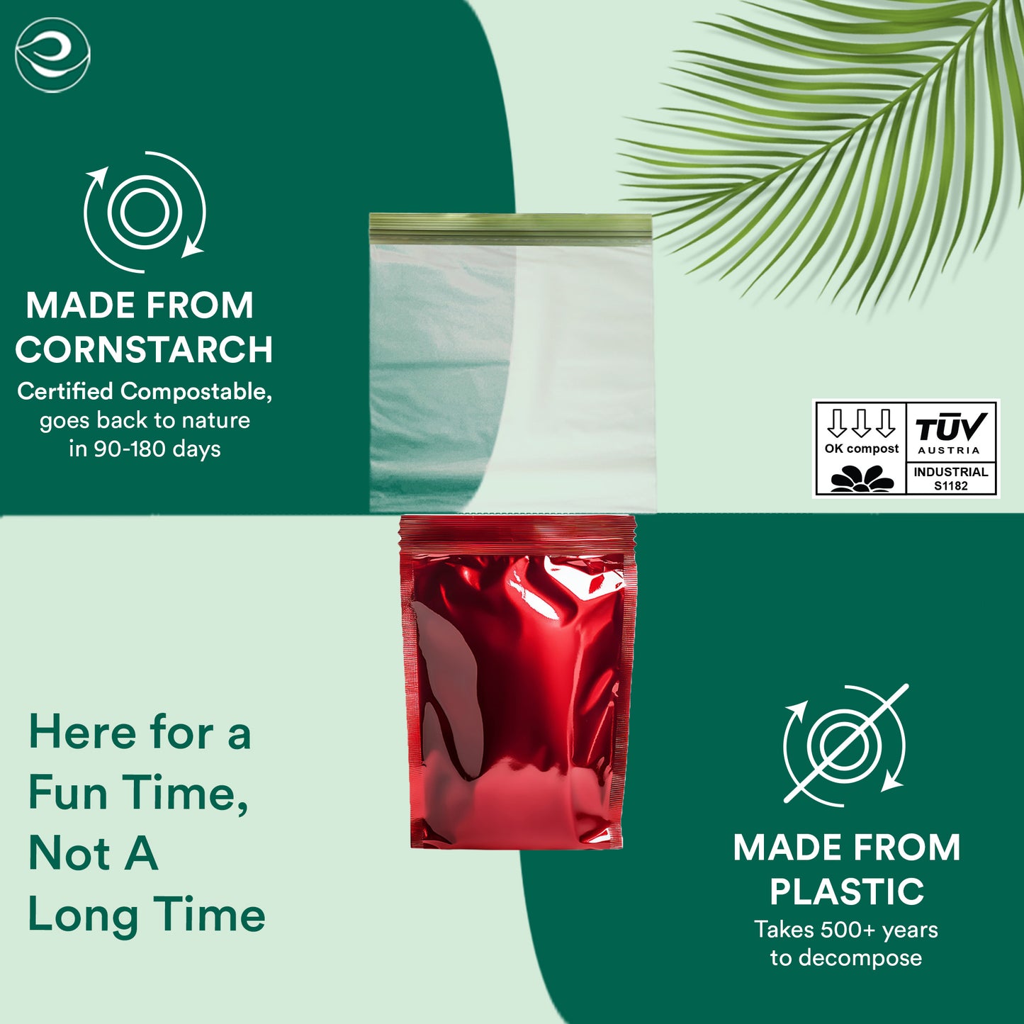 Compostable & Eco Friendly Ziplock Bags (19 x 15 cm, Small, 25 Count)
