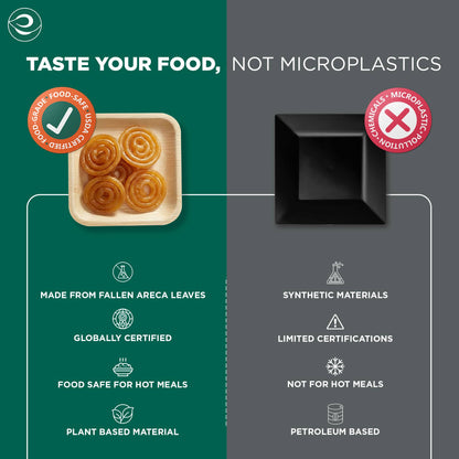 6 Inch Square Disposable Areca Palm Leaf Plates