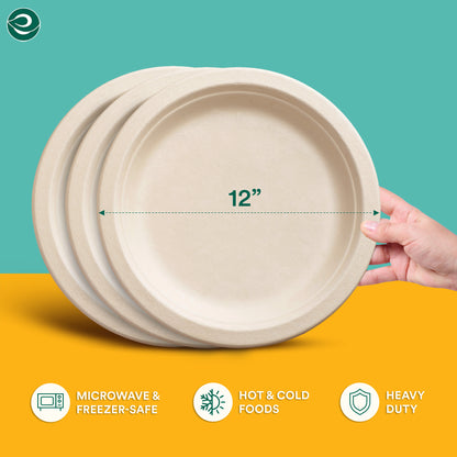 12 inch round disposable plates for hot and cold foods