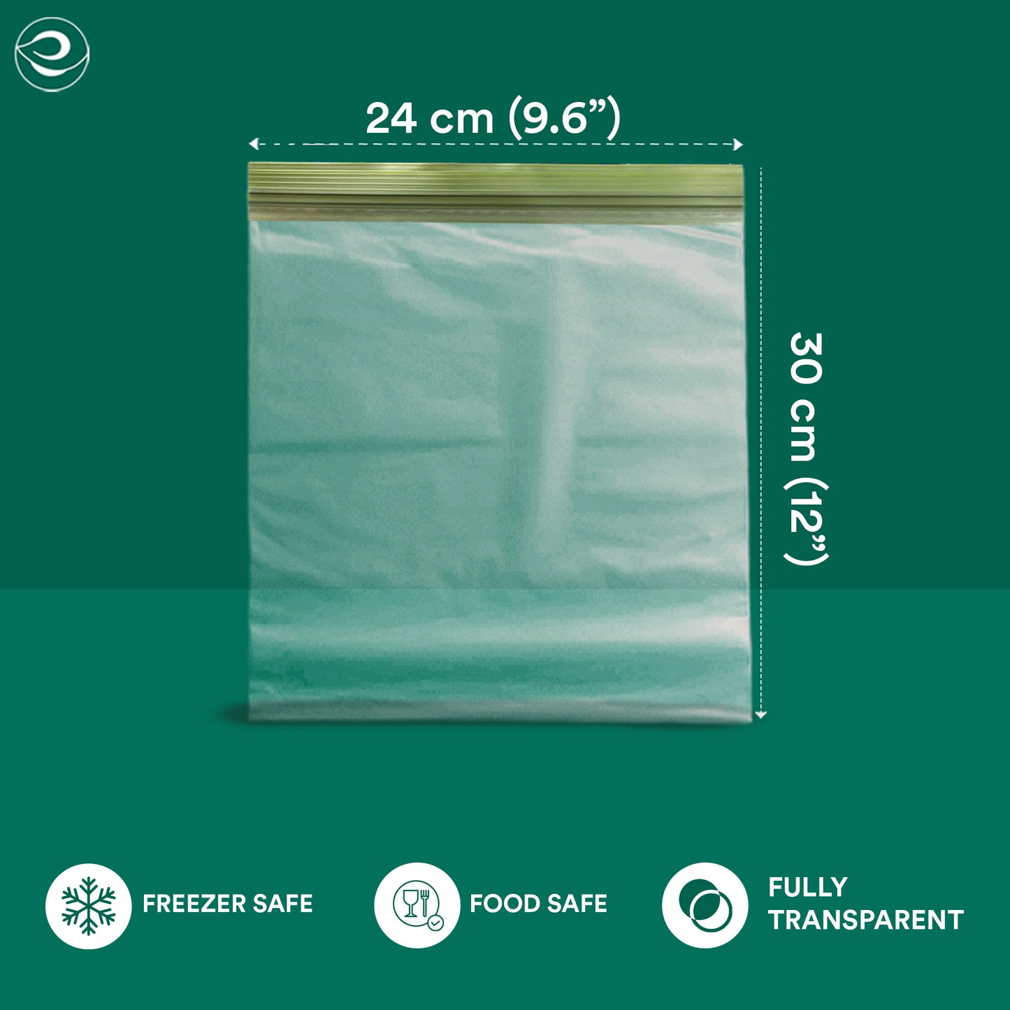 Compostable &amp; Eco Friendly Zip Locks (30 x 24 cm, Large, 20 Count)