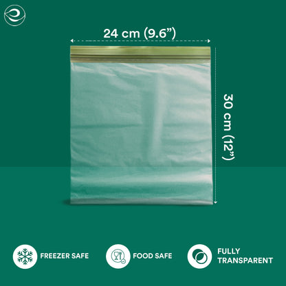 Compostable &amp; Eco Friendly Zip Locks (30 x 24 cm, Large, 20 Count)