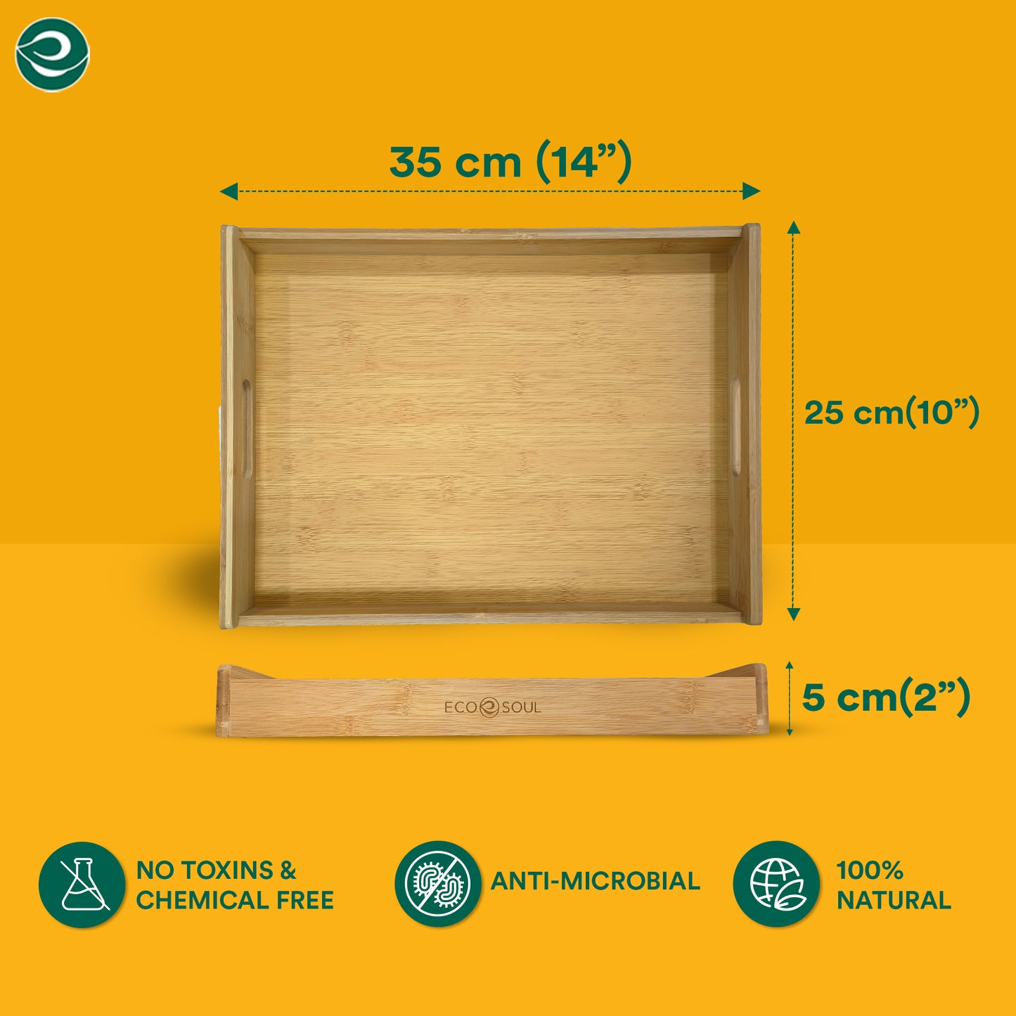 Eco-friendly Bamboo Serving Tray with Handles