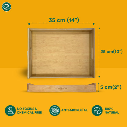 Eco-friendly Bamboo Serving Tray with Handles