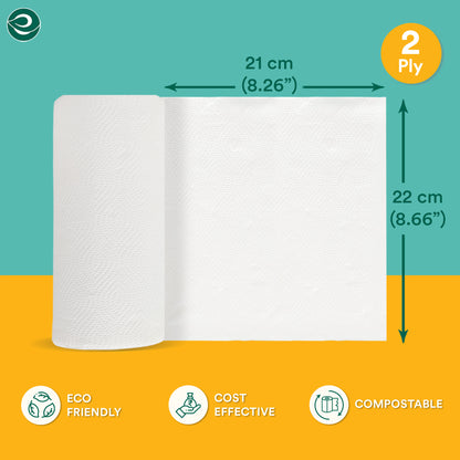 Tree-Free Kitchen Tissue Paper, 2 Ply |60 Sheets Per Roll (21 x 22 cm)