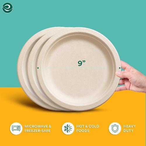 9 inch Round Disposable Plates for Hot and Cold Foods