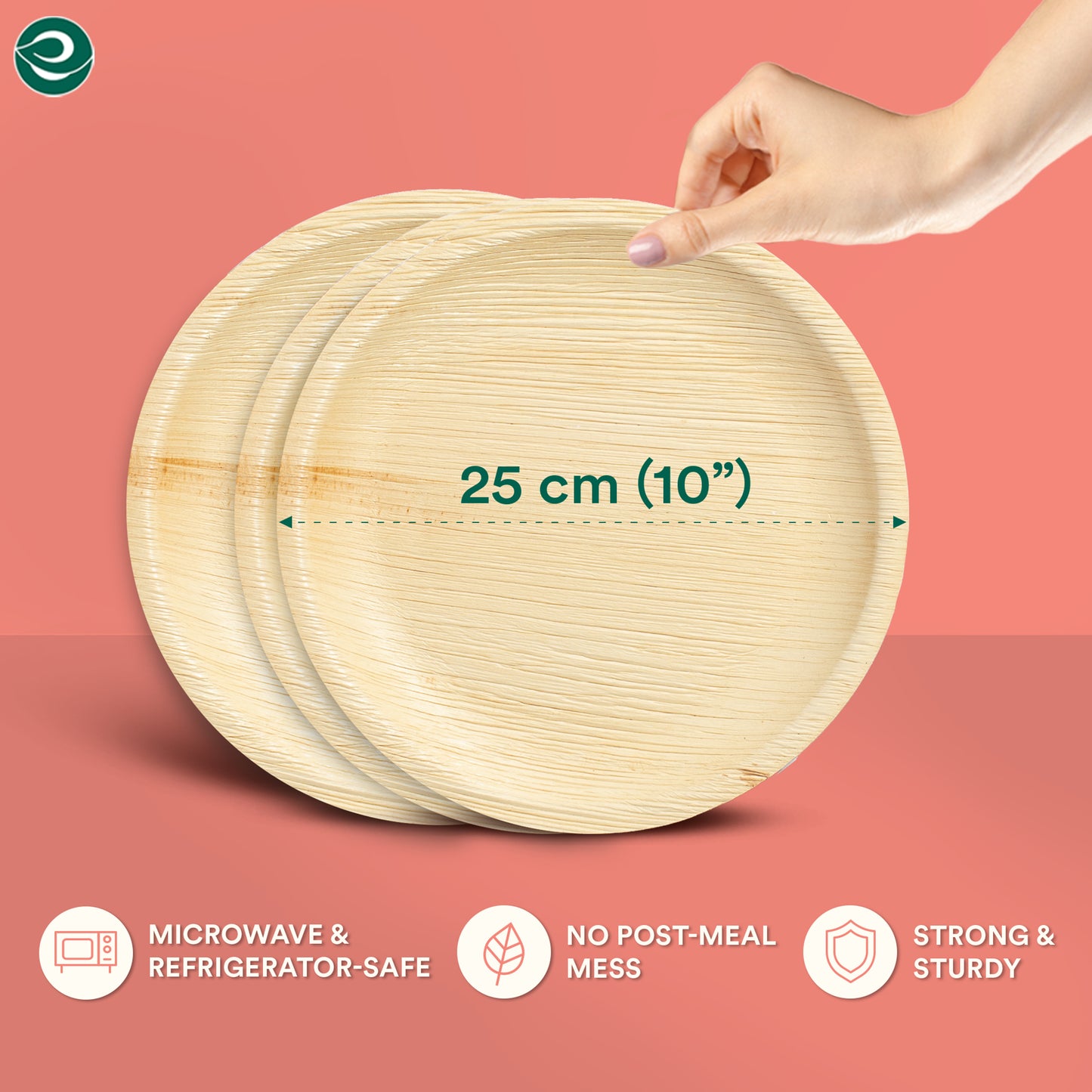 10 Inch Round Disposable Areca Palm Leaf Plates