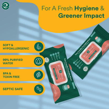 Pack of 2, 48 Count - Flushable Extra-Large Adult Wipes-Unscented