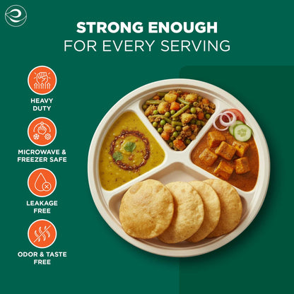 11 Inch Round 4 Compartment Disposable Bagasse Plates