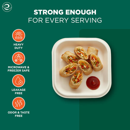 6 Inch Square Disposable Bagasse Plates