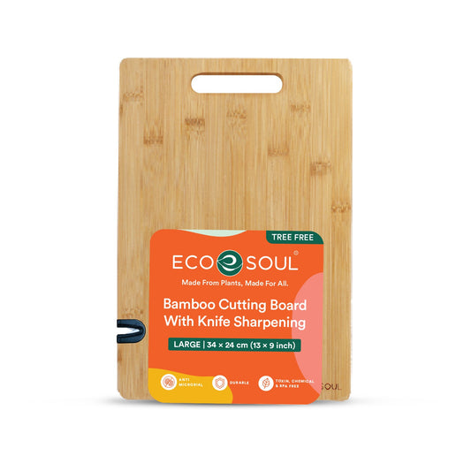 Bamboo Cutting Board with Knife Sharpner (Large)
