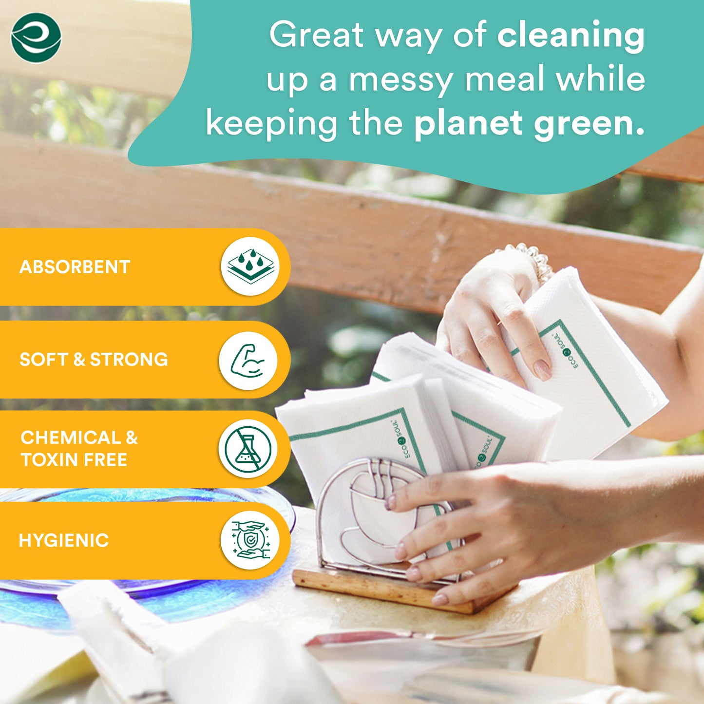 Compostable Tree-Free Dinner Napkin, 2 Ply