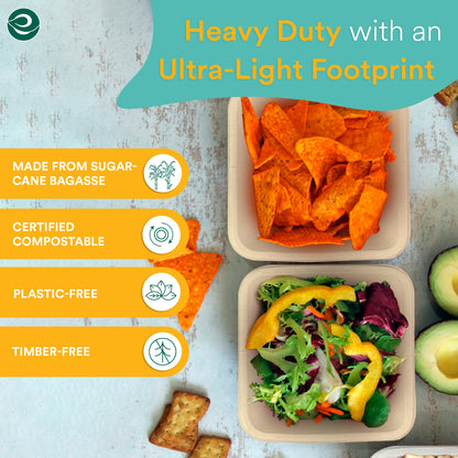 Certified compostable disposable square bowls