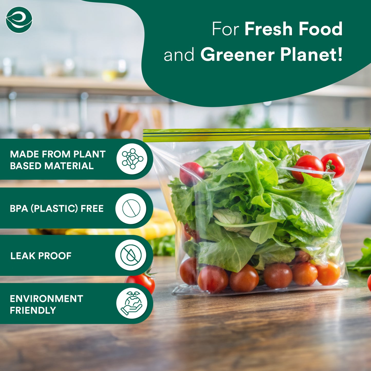 Compostable &amp; Eco Friendly Zip Locks (30 x 24 cm, Large, 20 Count)