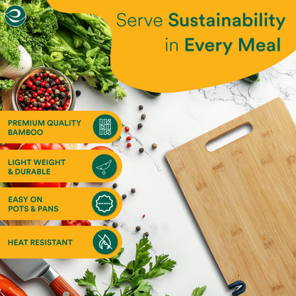 Bamboo Cutting Board with Knife Sharpner [13 x 9 inch, Large]