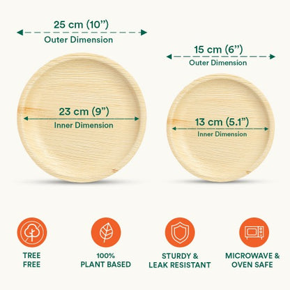 Round Disposable Palm Leaf Dinnerware Set