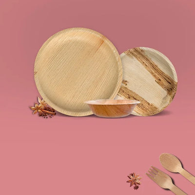 Biodegradable Round Palm Leaf Dinnerware Set