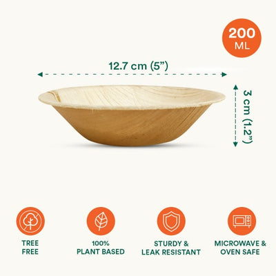 200ml Round Palm Leaf Disposable Bowls
