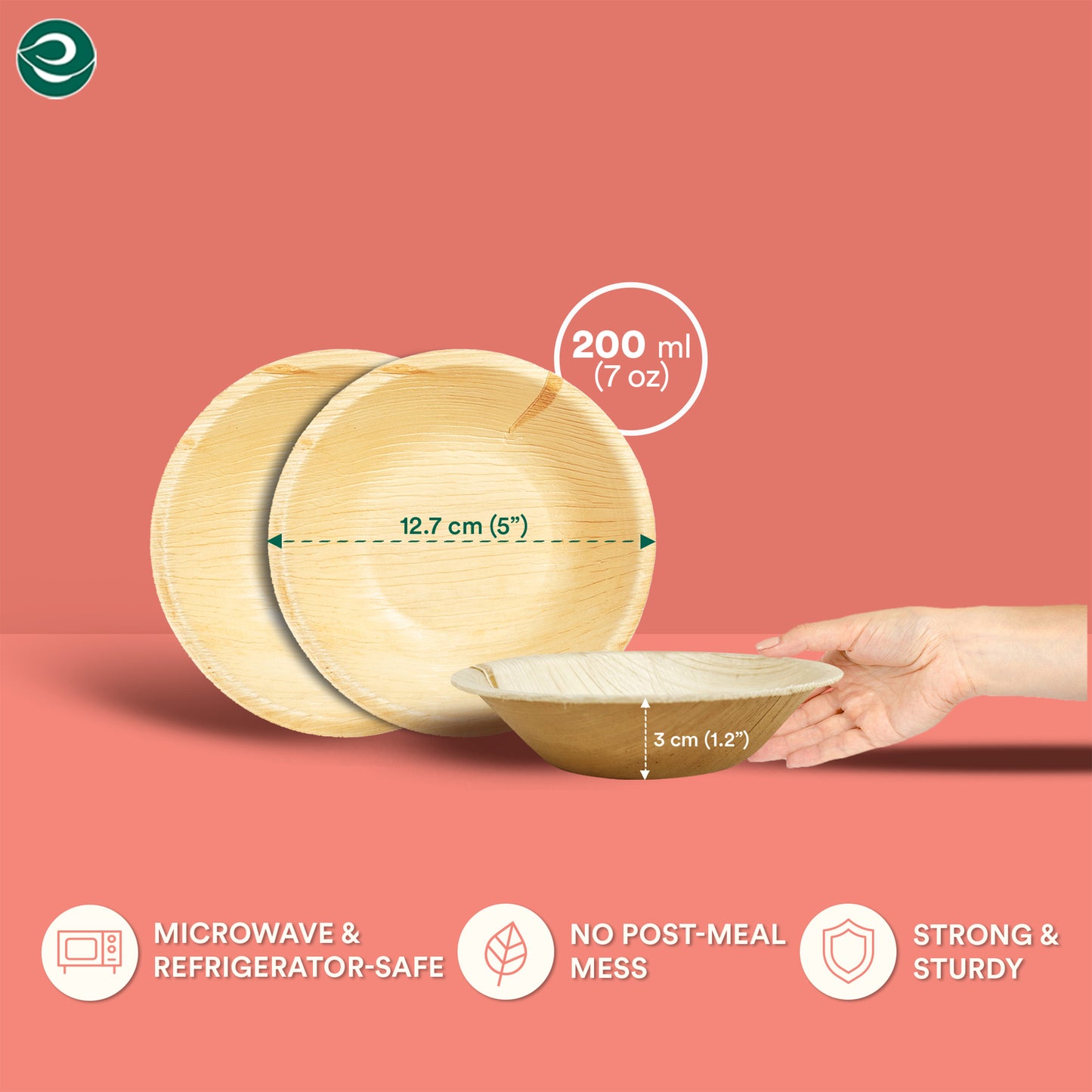 210ml Round Areca Palm Leaf Disposable Bowls