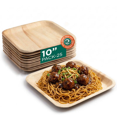 10 Inch Square Disposable Areca Palm Leaf Plates