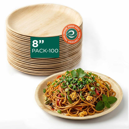 8 Inch Round Disposable Areca Palm Leaf Plates