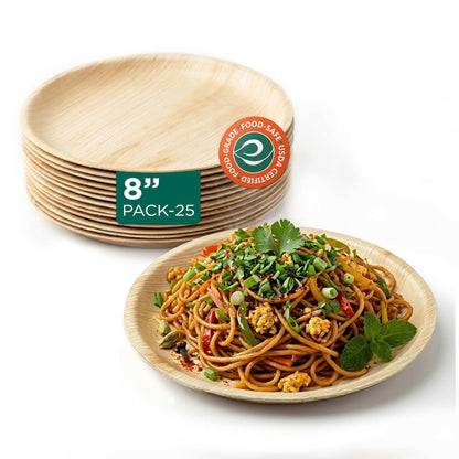 8 Inch Round Disposable Areca Palm Leaf Plates