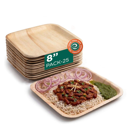 8 Inch Square Disposable Areca Palm Leaf Plates