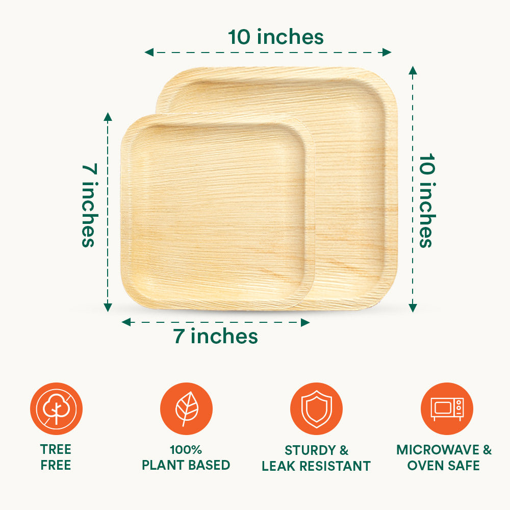 Palm Leaf Plates Bundles | 7 &10 Square