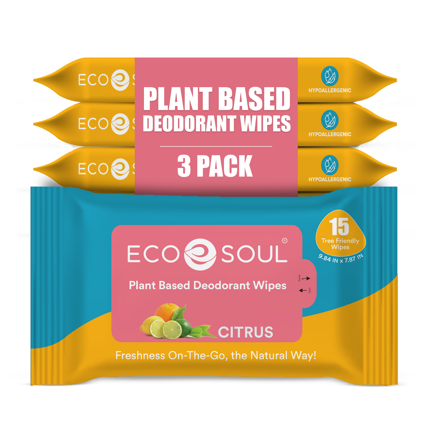 Bamboo-Based Unisex Deodorant Wipes Citrus | Pack of 3