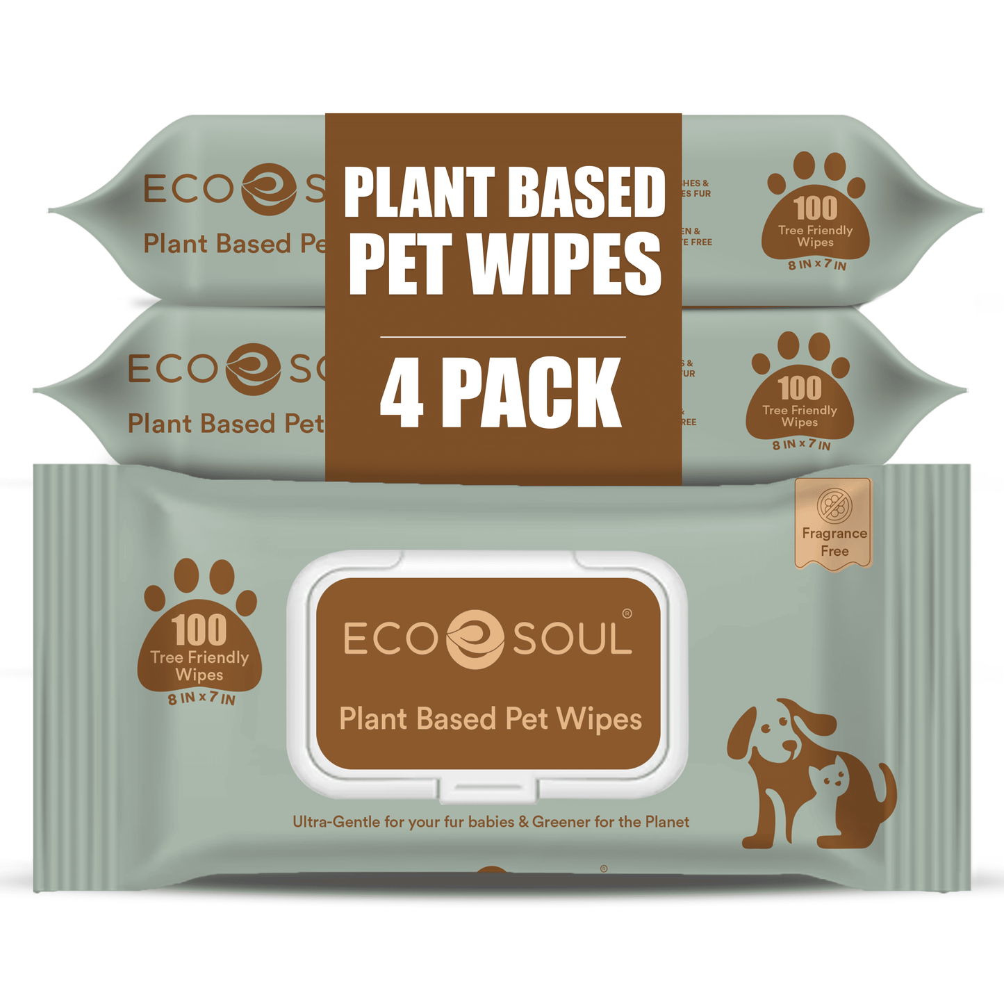 Unscented Pet Wipes with Aloevera & Glycerin | Pack of 4