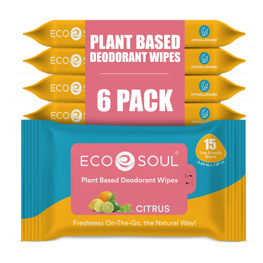 Bamboo-Based Unisex Deodorant Wipes Citrus | Pack of 6