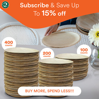 Palm leaf disposable plates set of 400 , 200, 100 counts.