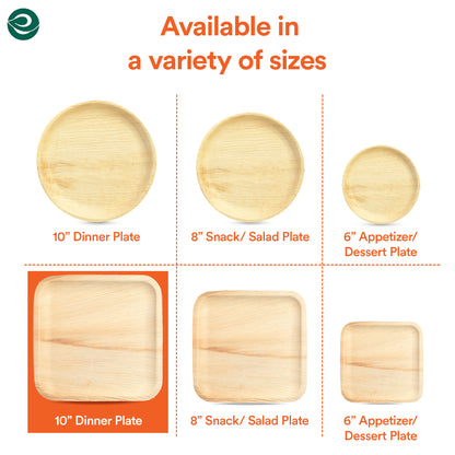 Palm leaf plates available in multiple sizes or design