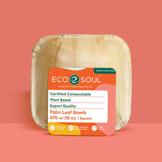 Eco-friendly disposable palm leaf bowls made from Areca leaf. 