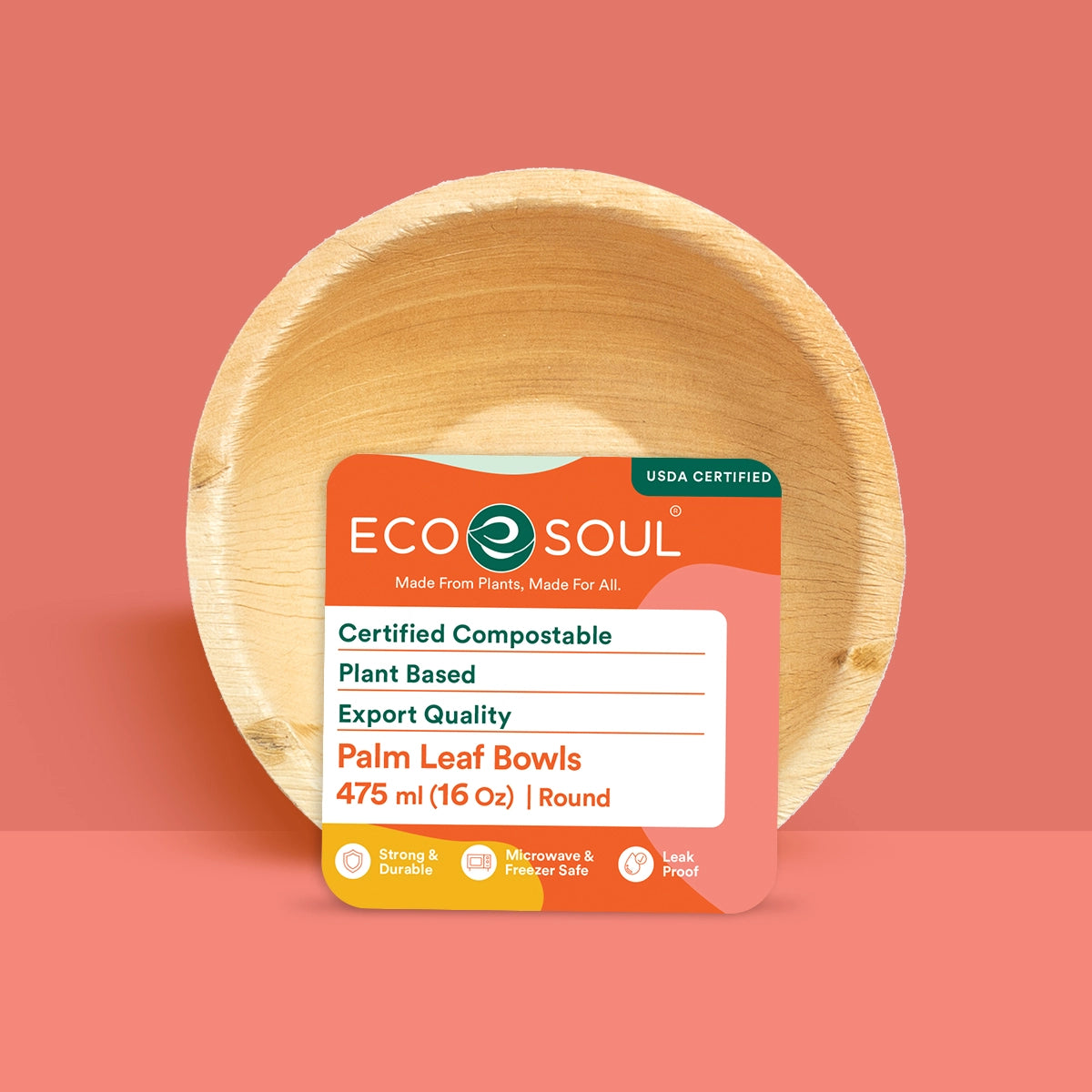 475 ml palm leaf disposable bowl. 