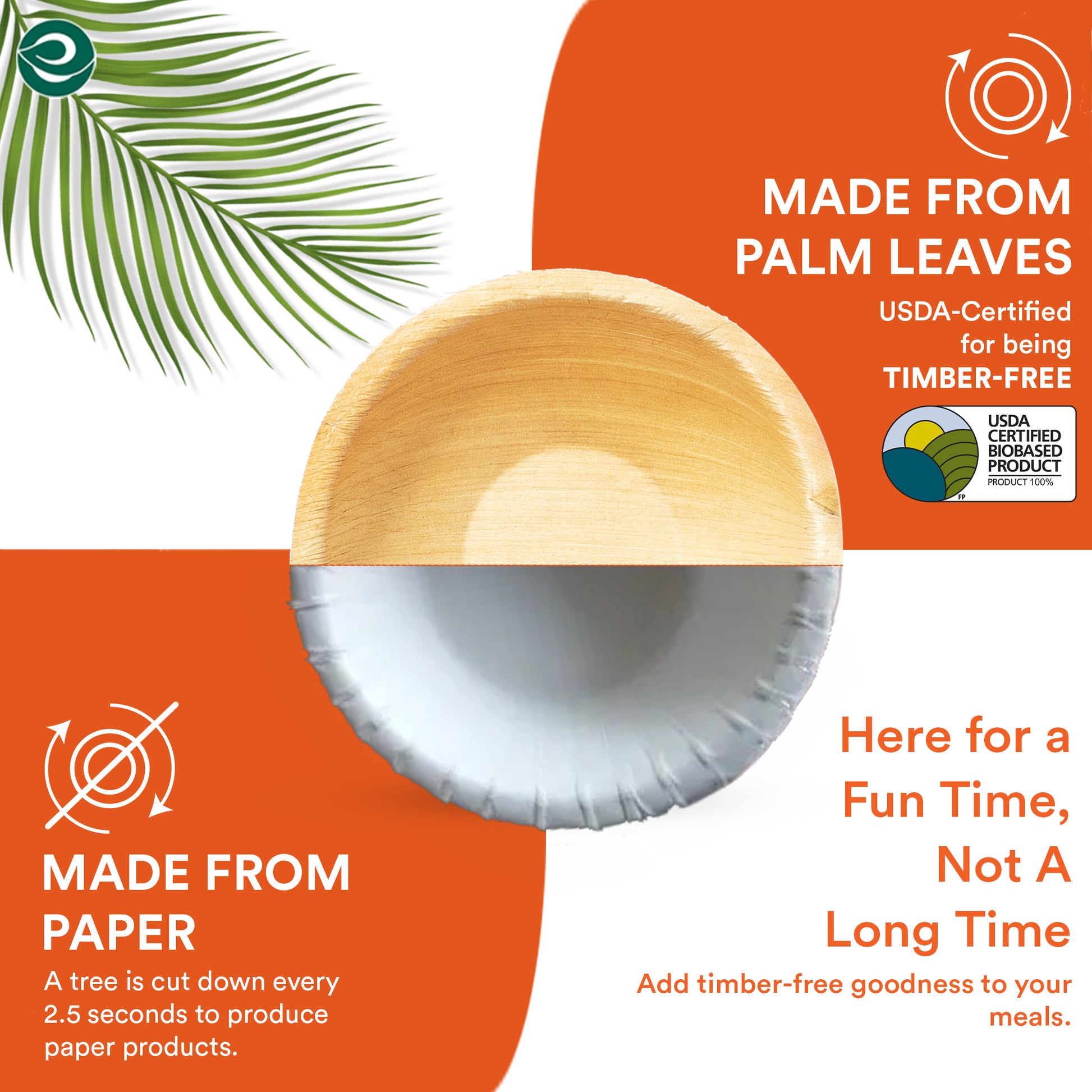 Eco-conscious palm leaf bowls a better choice than paper bowls.