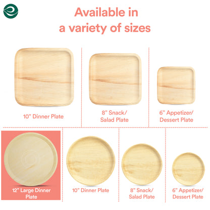 Palm leaf plates available in a variety of sizes and designs