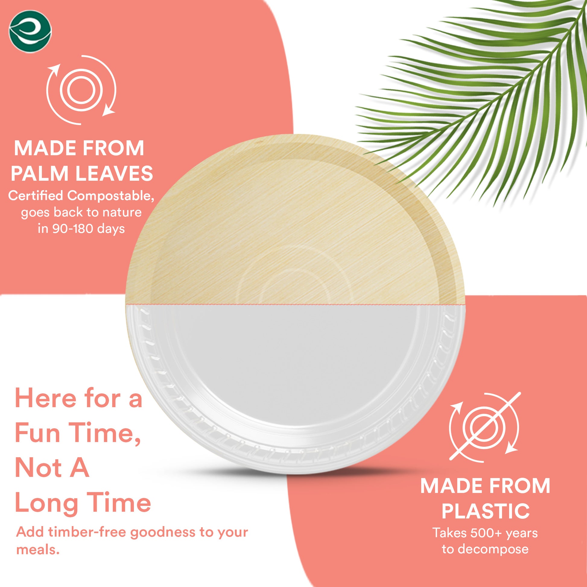 Chemical-free palm leaf plates, a better alternative to plastic plates.