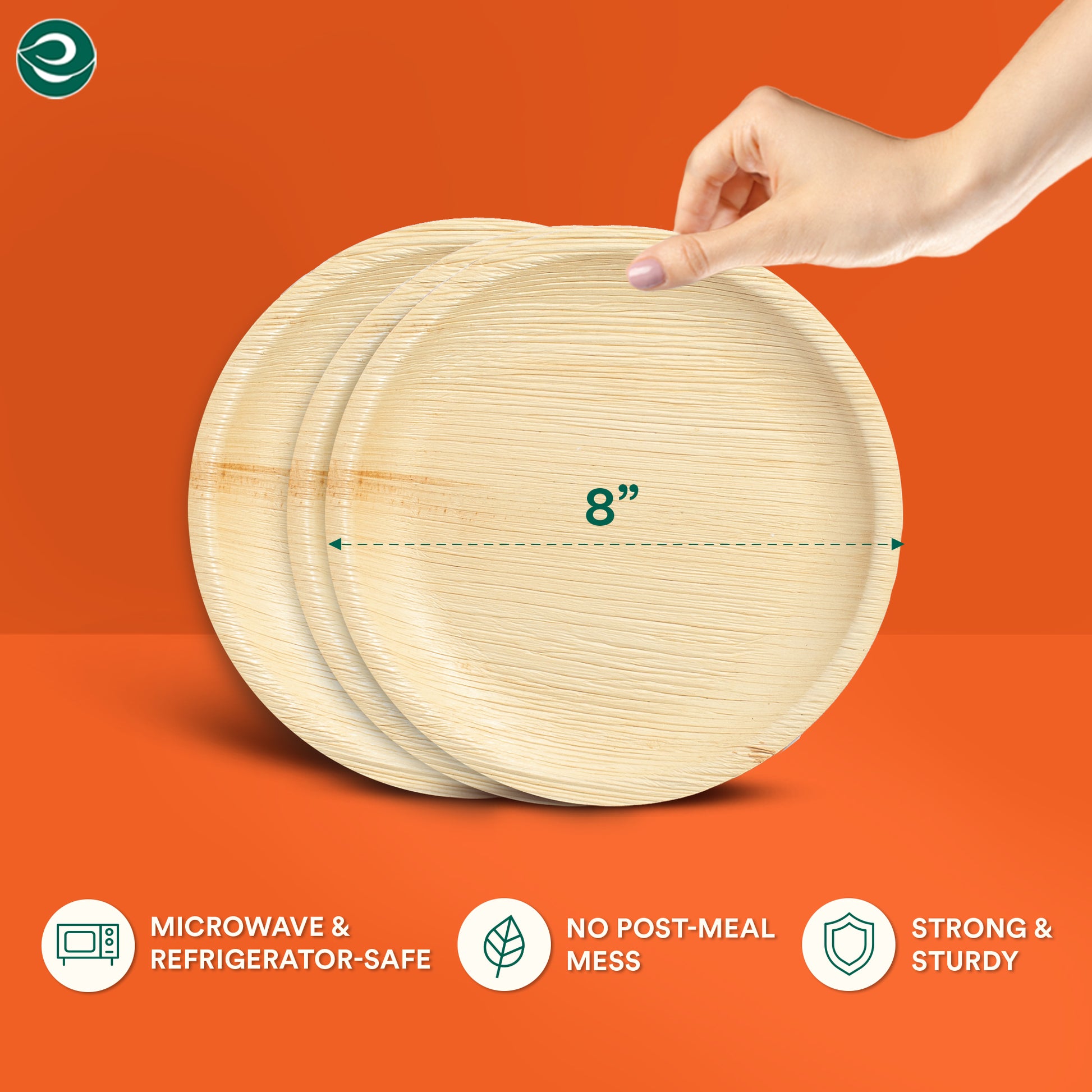 8 inch round eco-friendly compostable plates.