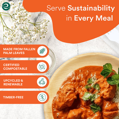 Certified compostable palm leaf plates for meals 