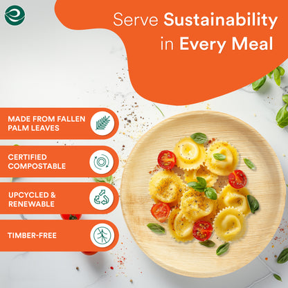 Certified compostable palm leaf plates best for any types of meals. 