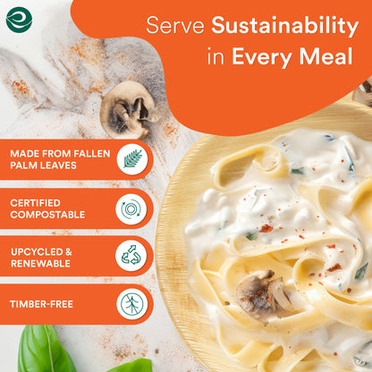 Certified compostable palm leaf plates for every meal.