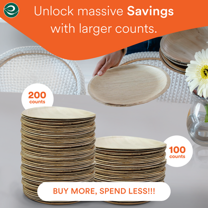 Eco-friendly Palm Leaf Disposable Plates set of 200 and  counts. 