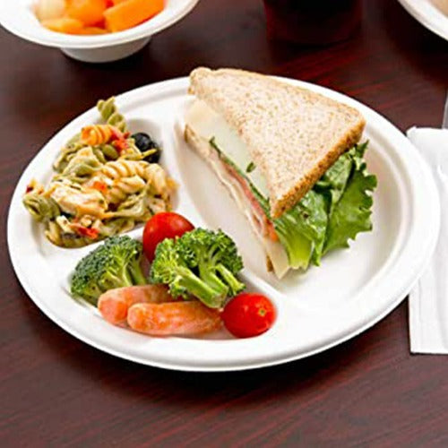10 Inch Round 3 Compartment Disposable Plates
