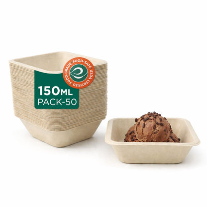 150 ml Square Disposable Bagasse Bowl