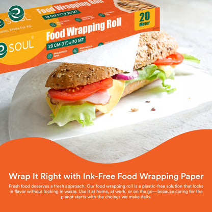 Eco-Friendly Food Wrapping Paper Roll- 11inch x 20 m | Pack of 1