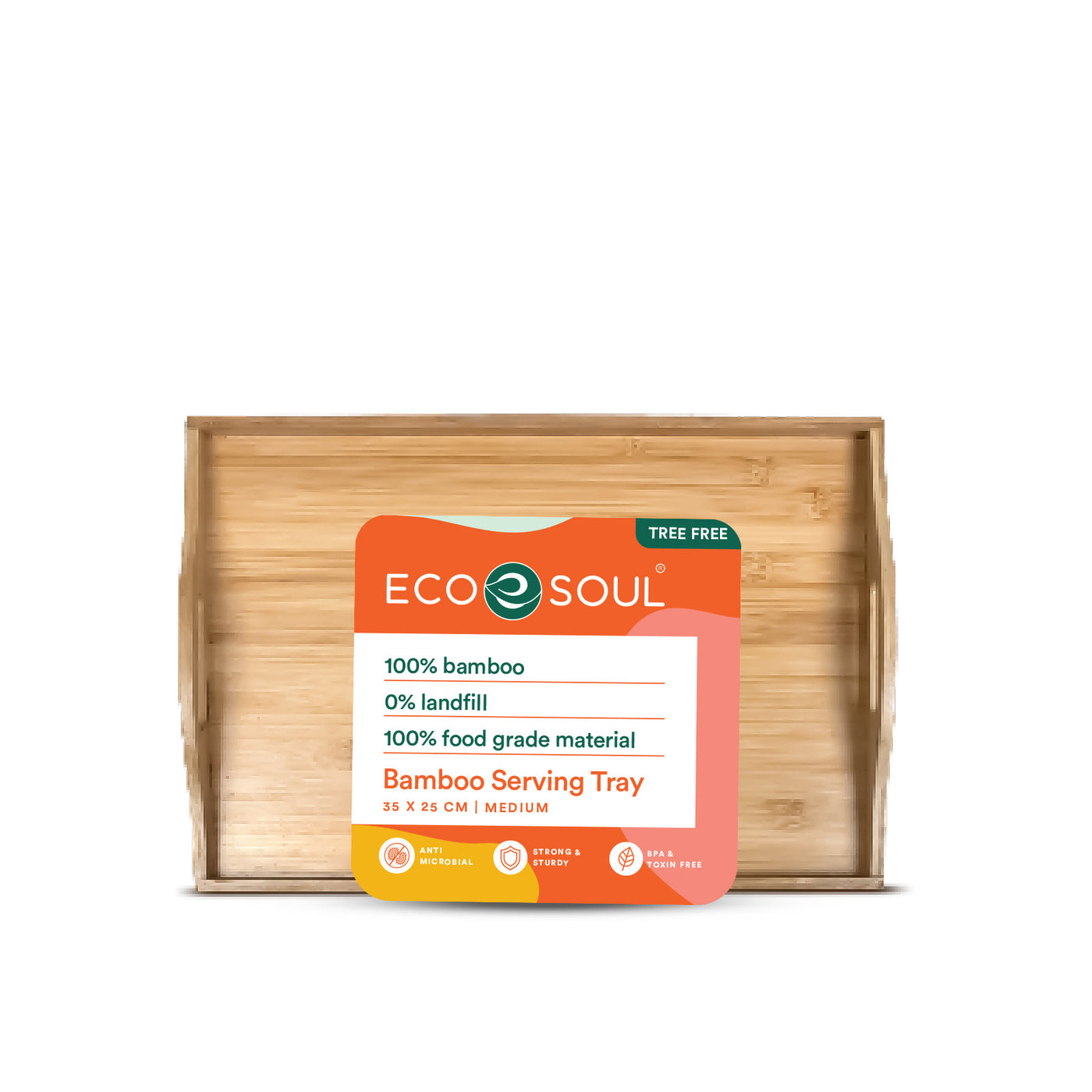 Organic Bamboo Serving Tray with Handles