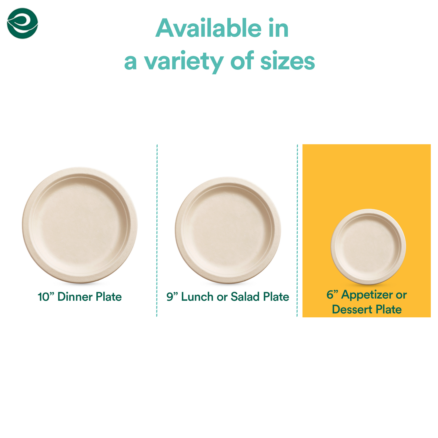 Eco-friendly Compostable Plates in multiple sizes 