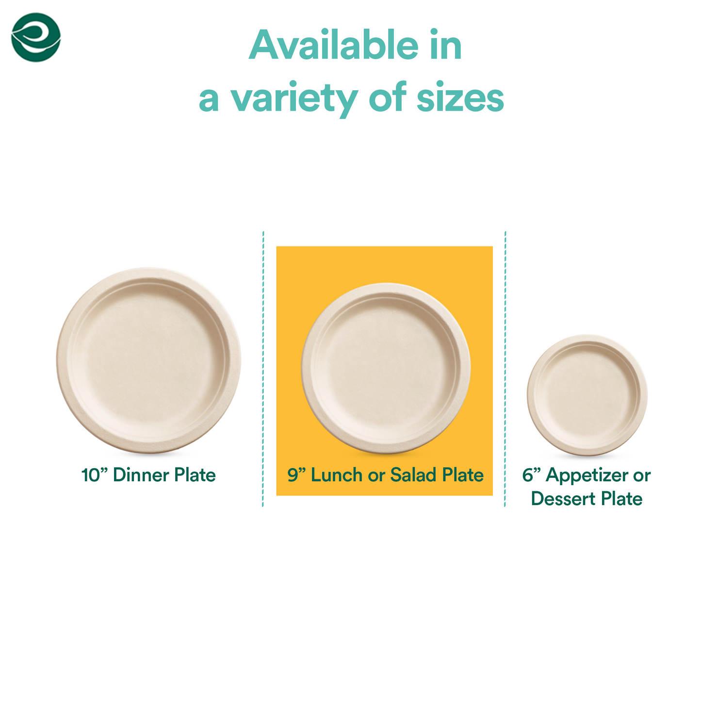 100% Eco-friendly Disposable Plates in Multiple Sizes