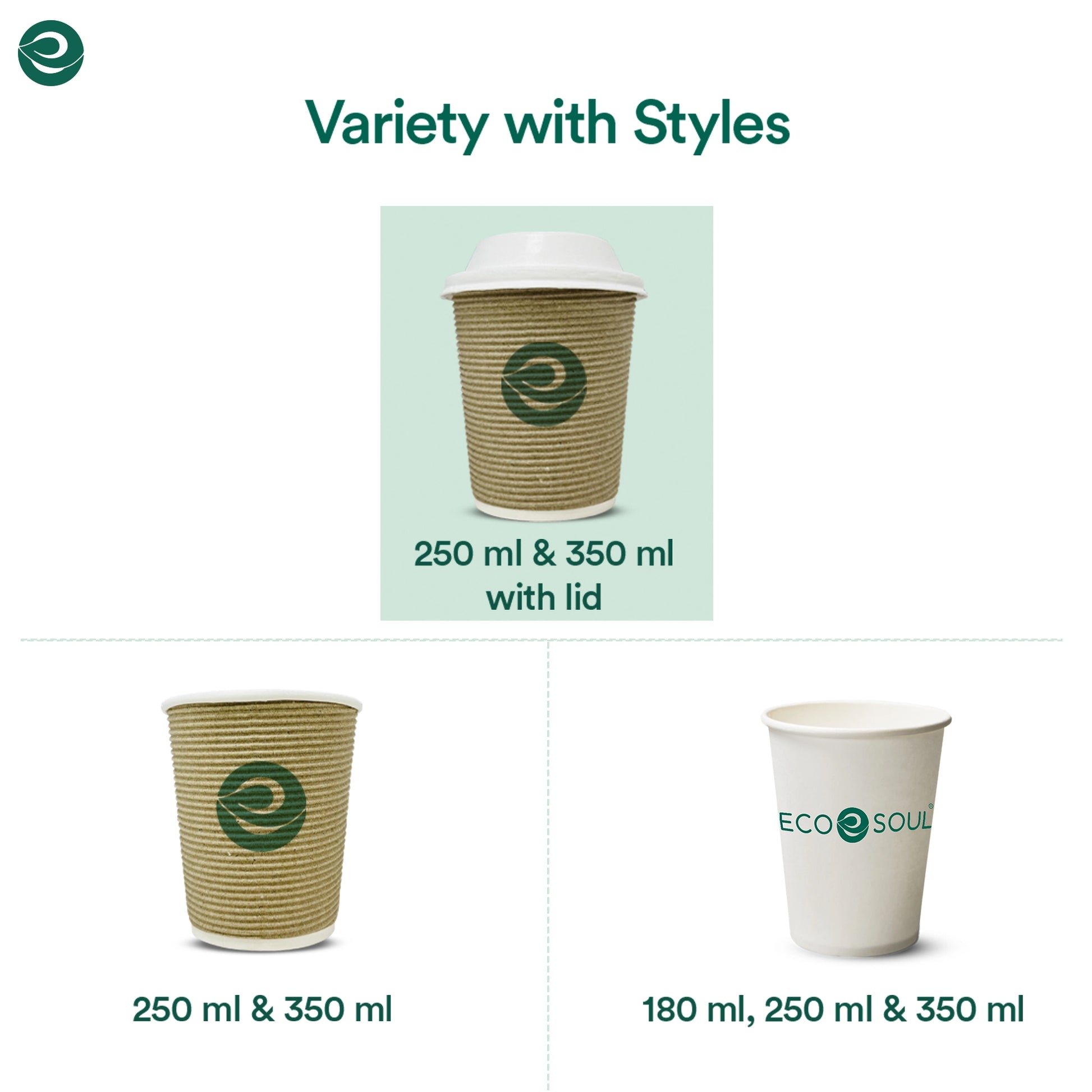 Eco-friendly disposable ripple cups available in a variety of styles and sizes