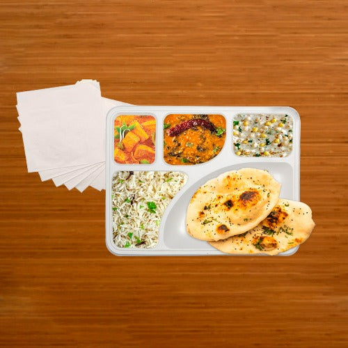 Bagasse Meal Trays with Lid | 5 Compartment